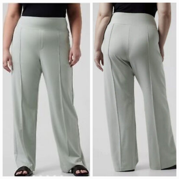 Athleta Eastbound High Rise Wide Leg Center Seam Active Pants Coast Grey size 18 - Picture 1 of 15